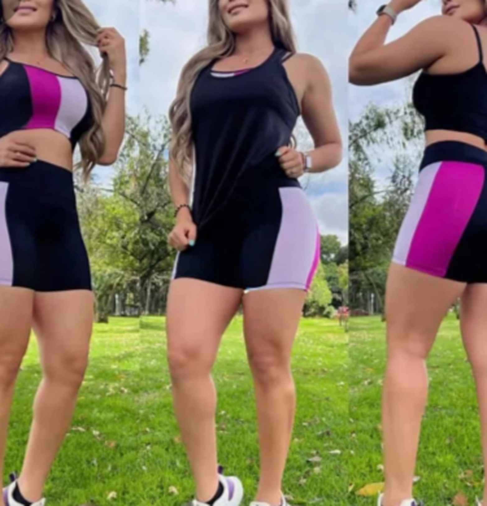Conjunto Deportivo 3 Piezas Ref. Lena – Tela Licra Nylon y Poliéster